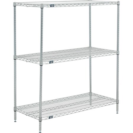 Nexel 3 Shelf, Poly-Z-Brite Wire Shelving Unit, Starter, 48inW x 21inD x 54inH B3152428